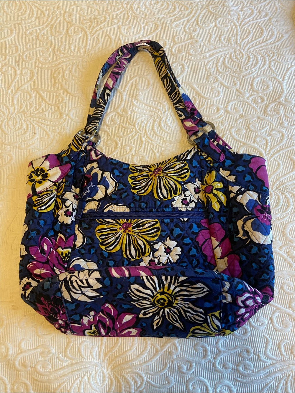 Vera Bradley Blue and Purple Floral Quilted Shoulder Bag